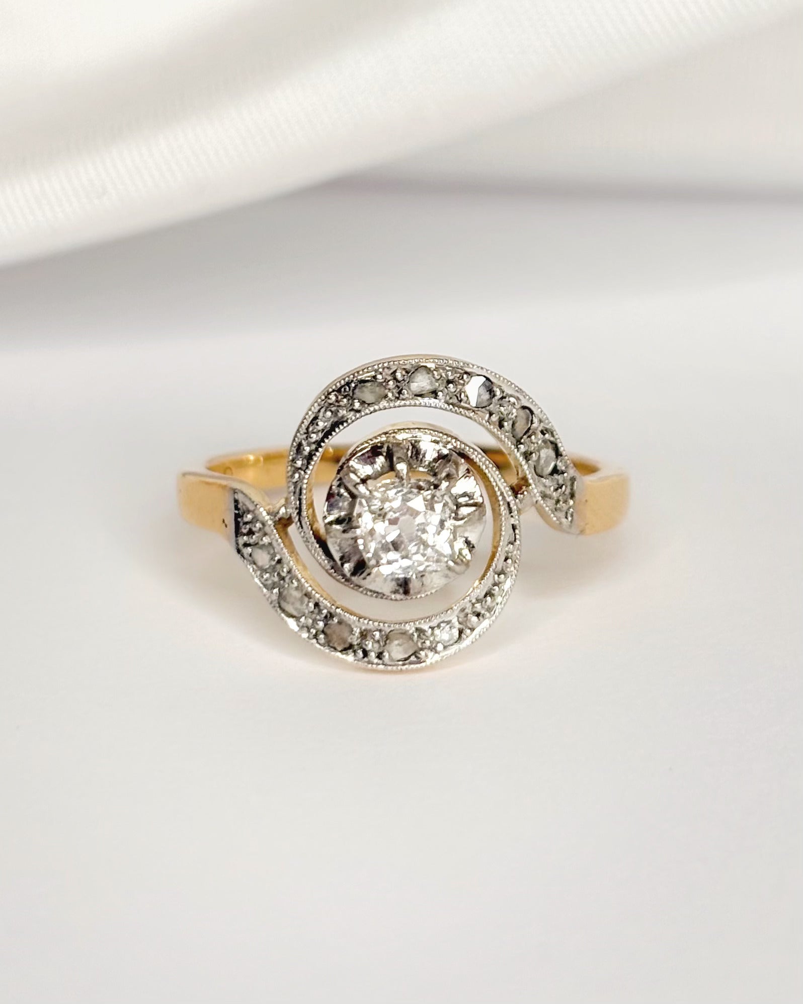 Art Deco Tourbillon Ring with 0.29 Carat Diamonds "Suzanne"