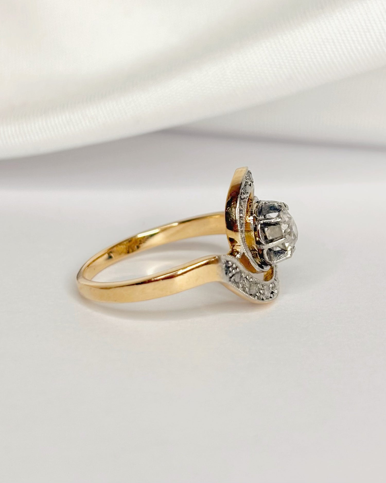 Art Deco Tourbillon Ring with 0.29 Carat Diamonds "Suzanne"