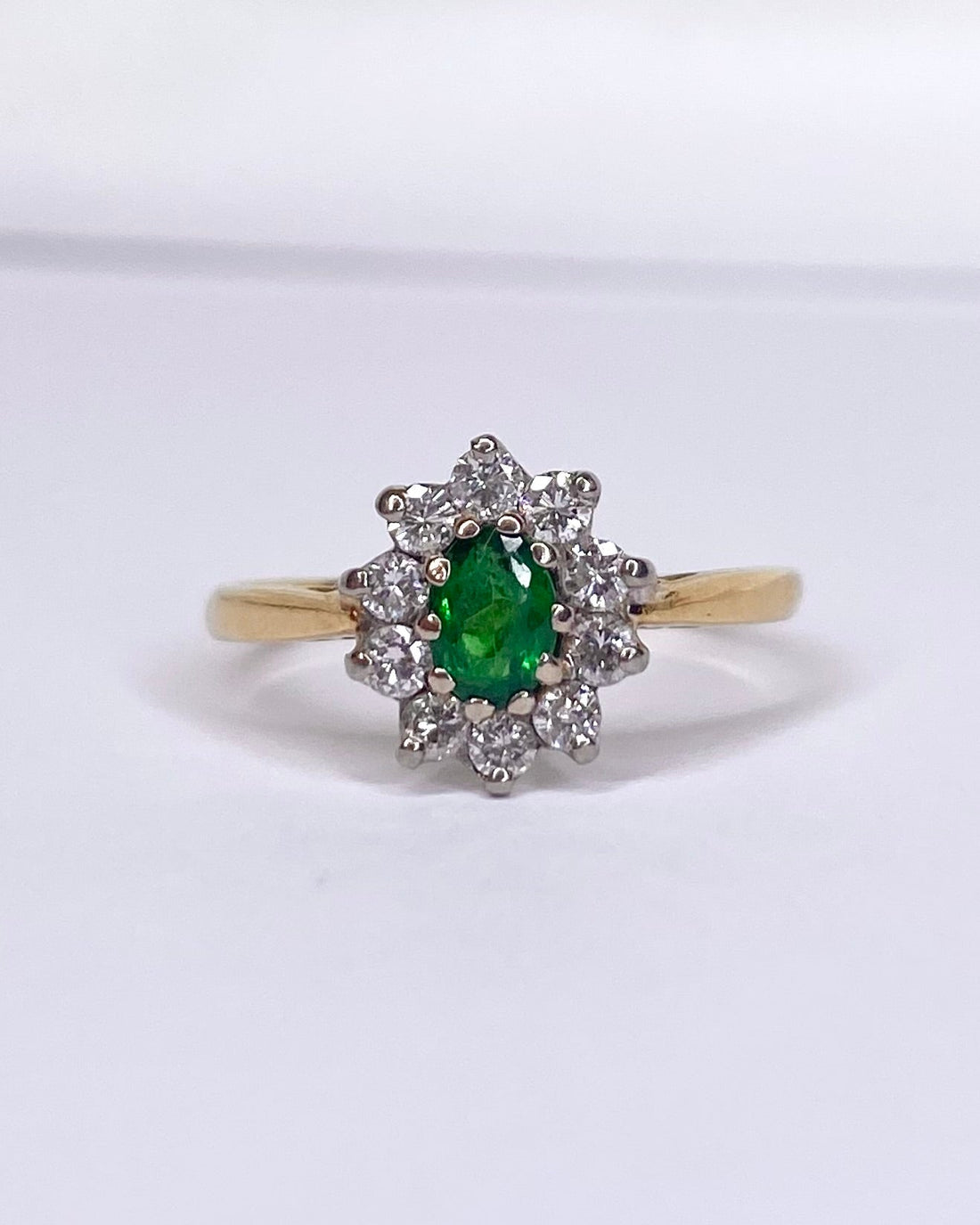 Bague Marguerite Grenat Tsavorite 0.50 carat &amp; Diamants 0.30 carat "Elina"