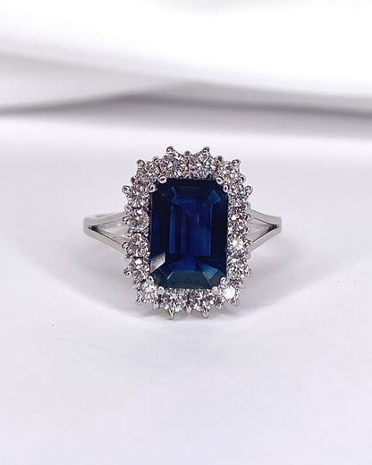 Bague Marguerite Saphir 2.80 carats &amp; Diamants "Laurie"