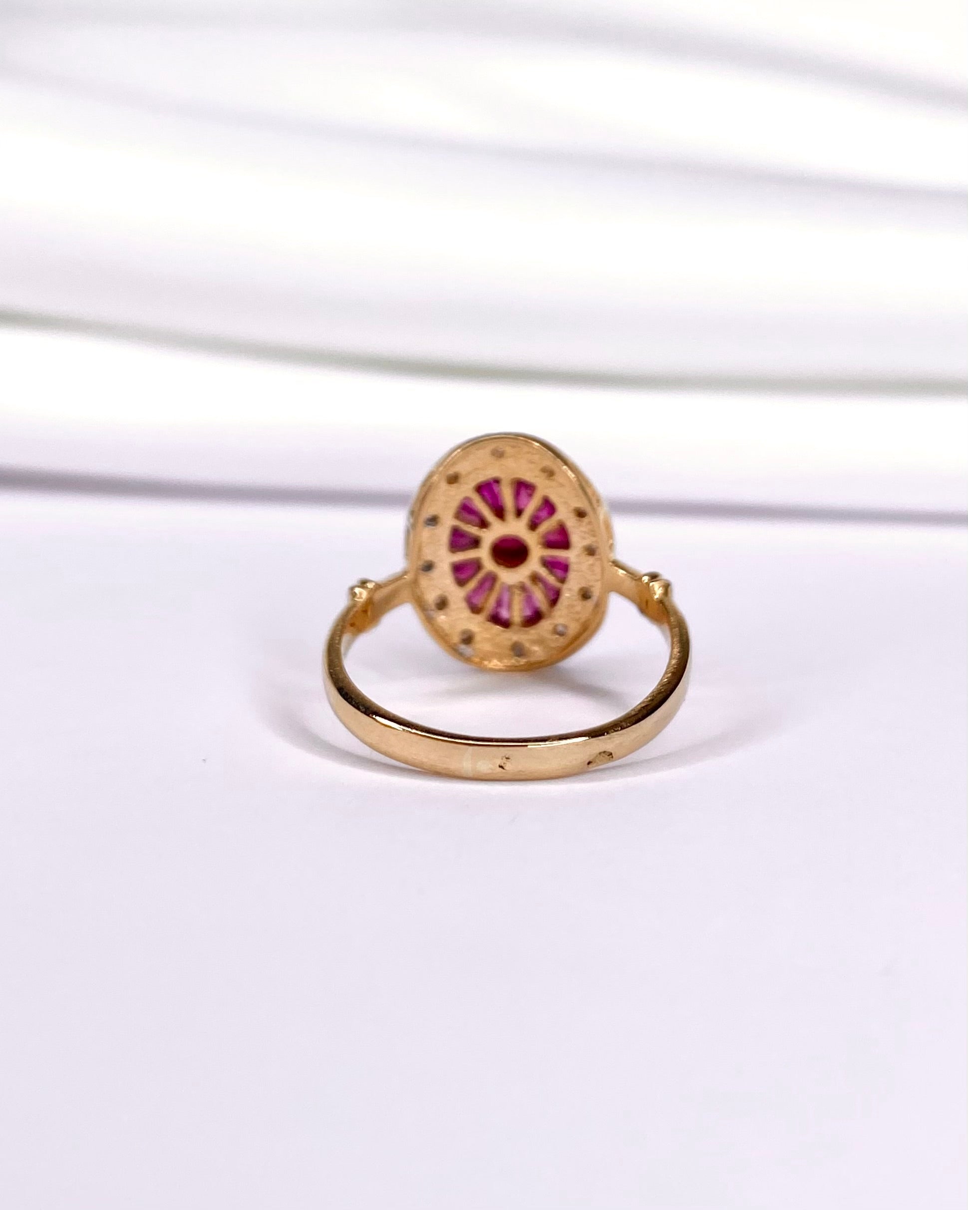 Bague style Art-déco Rubis &amp; Diamants "Fiona"