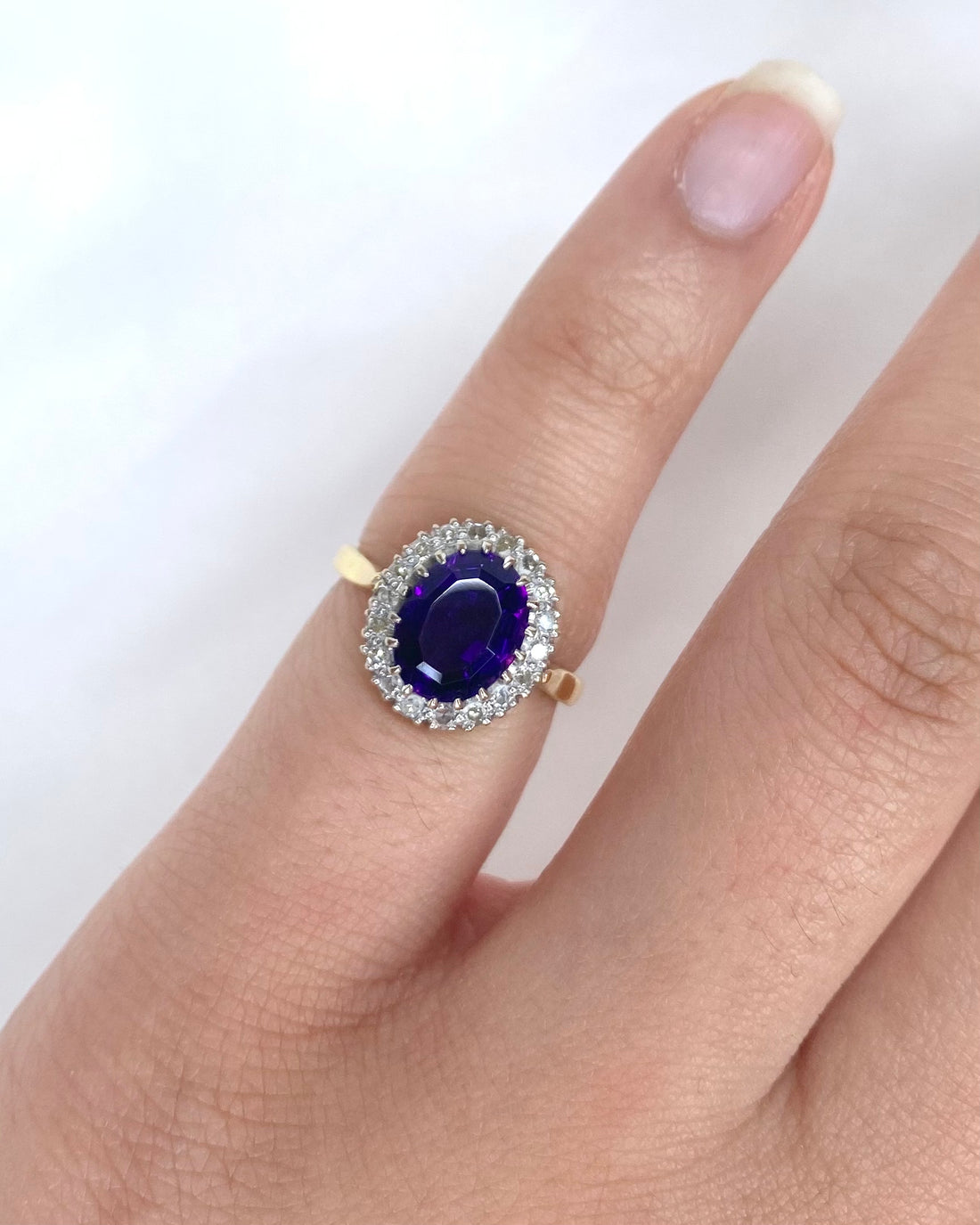 Bague Marguerite Améthyste 1.60 carat &amp; Diamants "Amelia"