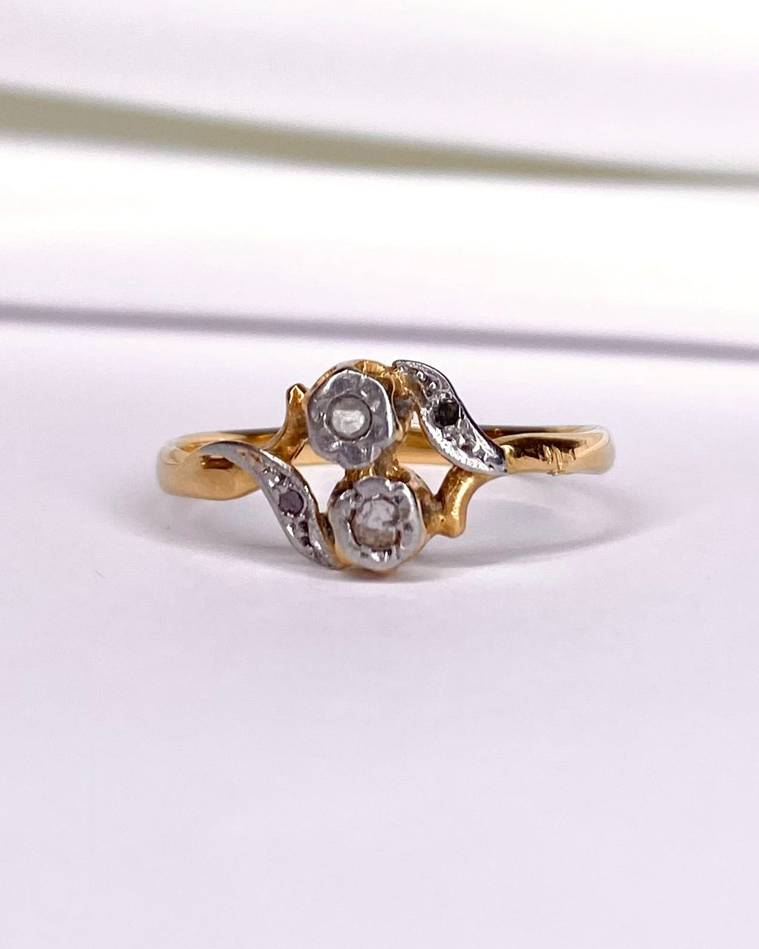 Art Nouveau Toi &amp; Moi Diamond Ring "Vanessa"