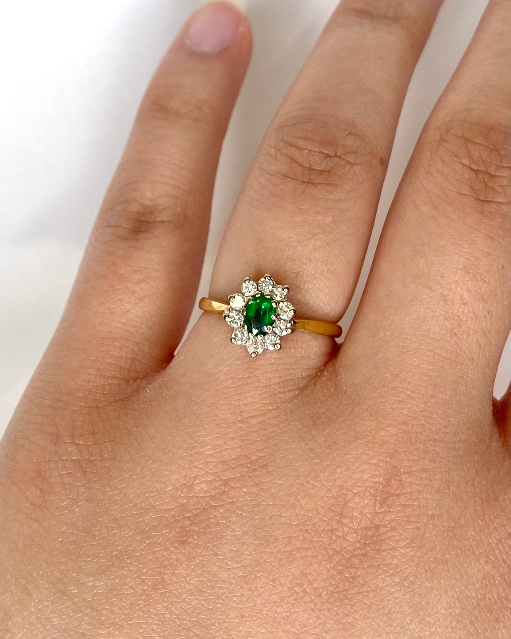 Bague Marguerite Grenat Tsavorite 0.50 carat &amp; Diamants 0.30 carat "Elina"