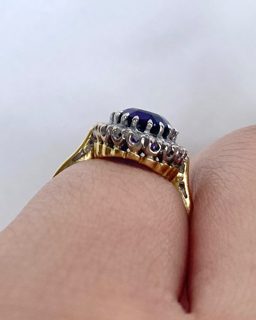 Bague Marguerite Améthyste 1.60 carat &amp; Diamants "Amelia"