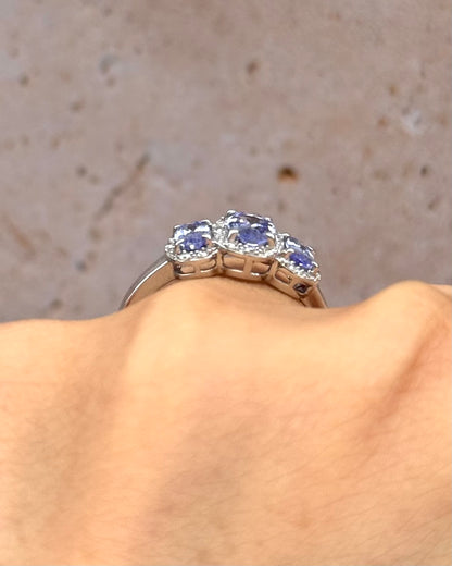 Bague Trilogie Tanzanites 0.88 carat &amp; Diamants "Monica"