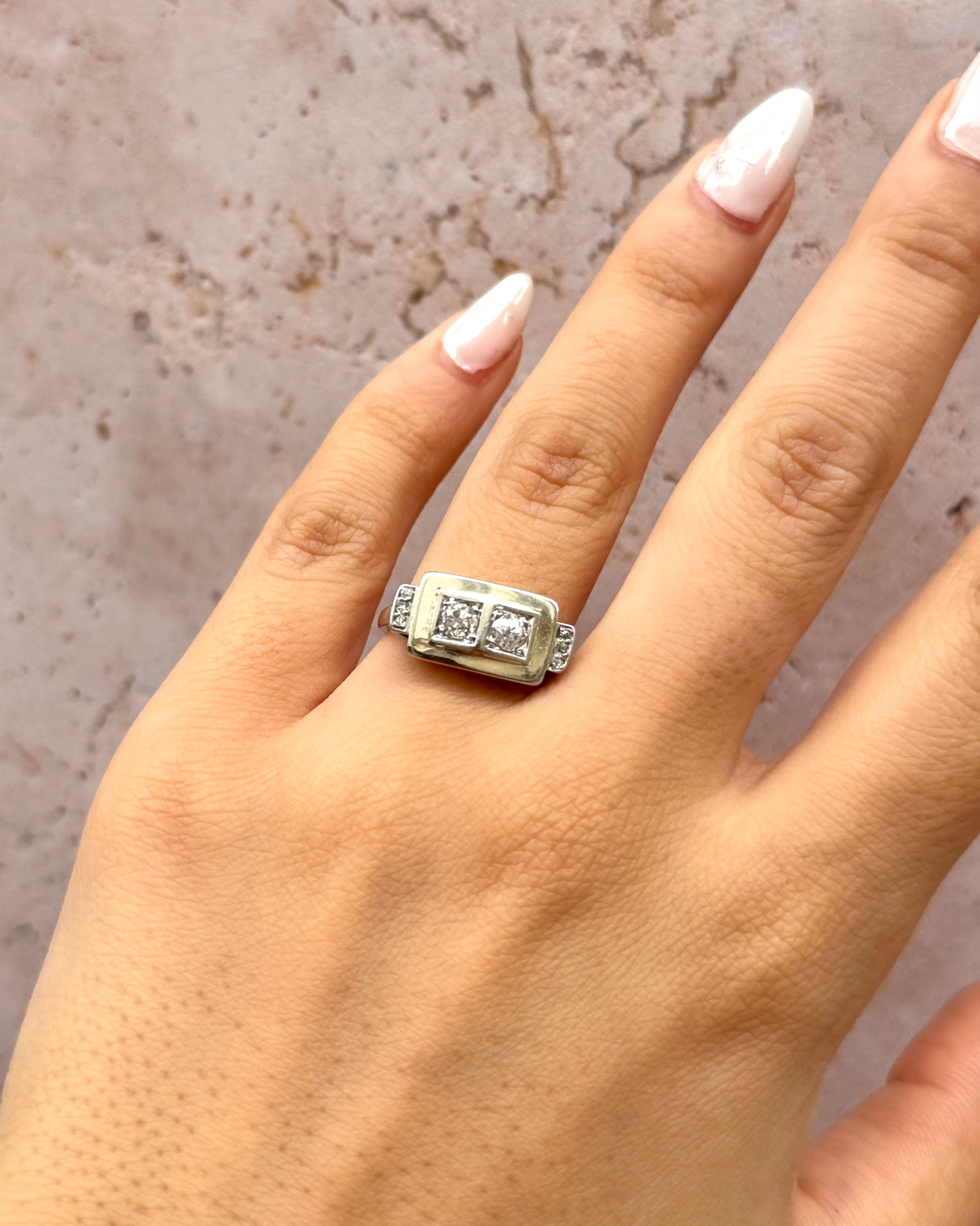 Bague Tank Art-Déco Diamants 0.43 carat "Anouchka"