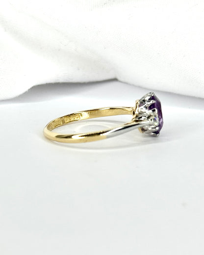 Bague Trilogie Améthyste 0.90 carat &amp; Diamants "Gabriella"