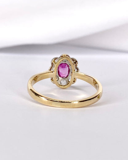 Bague Marguerite Art Déco Saphir Rose 0.40 carat &amp; Diamants "Naia"