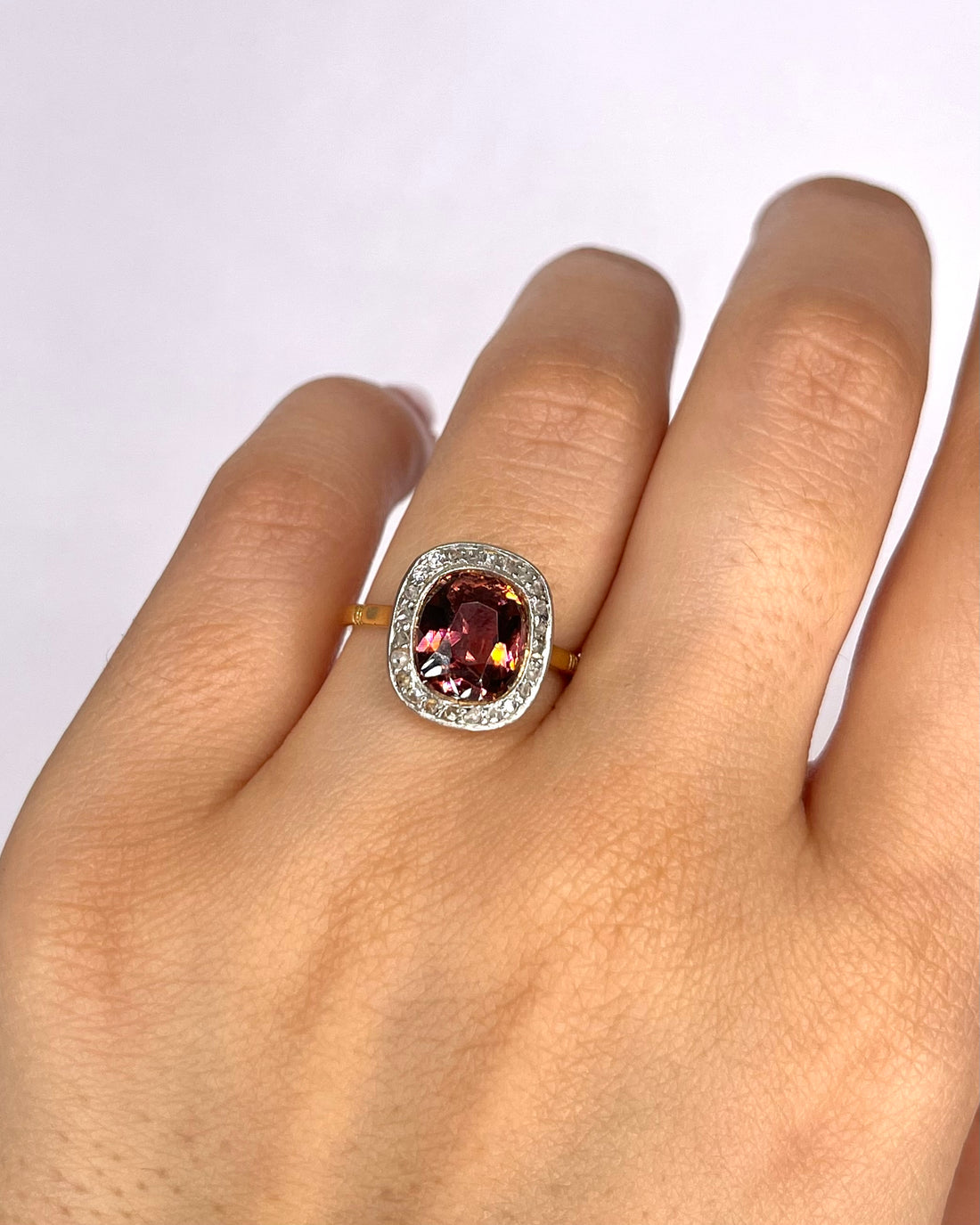Bague Art-Déco Tourmaline 2.60 carats &amp; Diamants 0.25 carat "Justine"