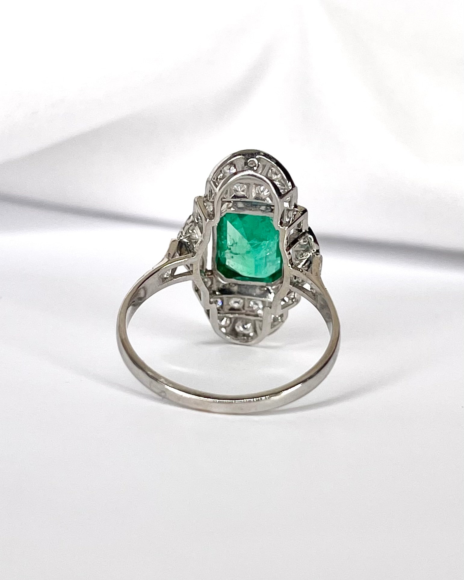 Bague Style Art-Déco Émeraude 2 carats &amp; Diamants 0.60 carat "Mathilde"