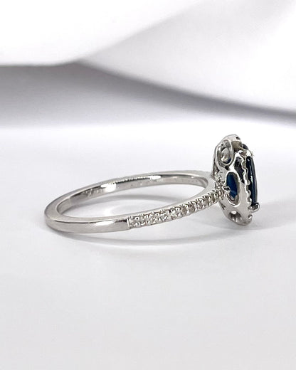 Bague Solitaire Saphir 1.70 carat &amp; Diamants 0.48 carat "Clothilde"