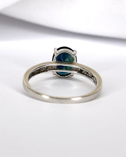 Bague Solitaire Saphir 1.70 carat &amp; Diamants 0.48 carat "Clothilde"