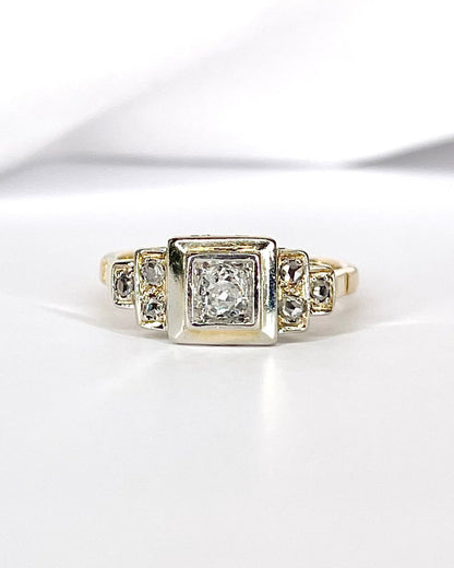 Tank Art Deco Diamond Ring 0.41 Carat "Solange"