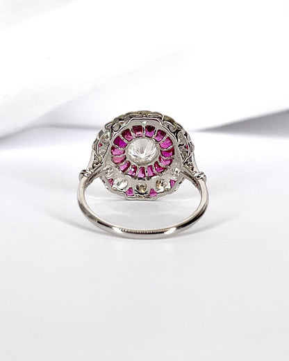 Bague Style Art-Déco Rubis 0.57 carat &amp; Diamants 1.09 carat "Fabienne"