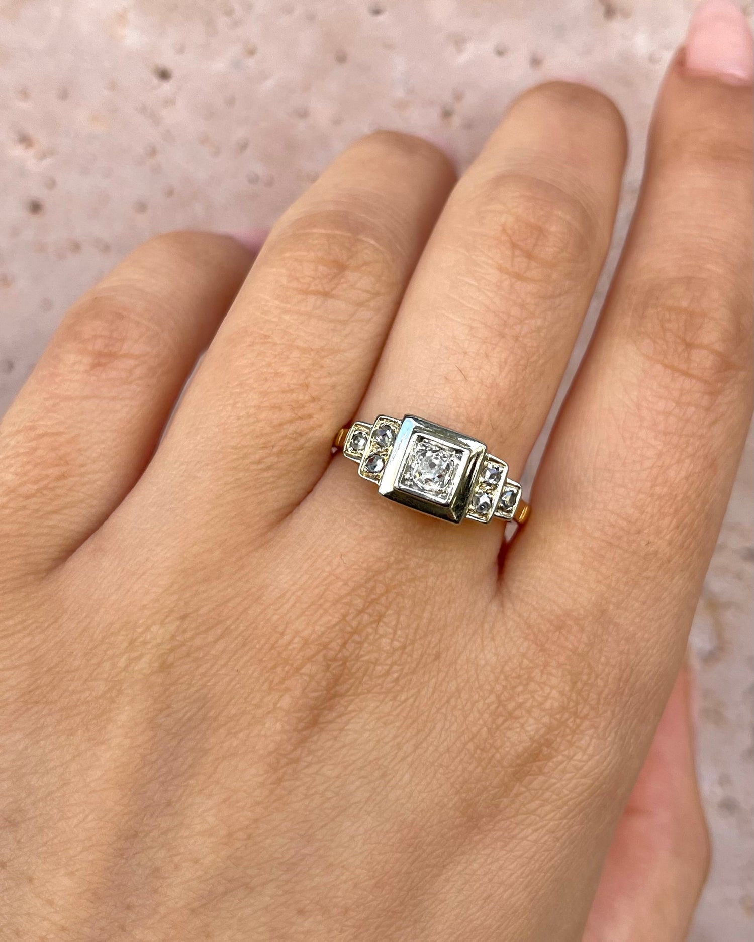 Tank Art Deco Diamond Ring 0.41 Carat "Solange"