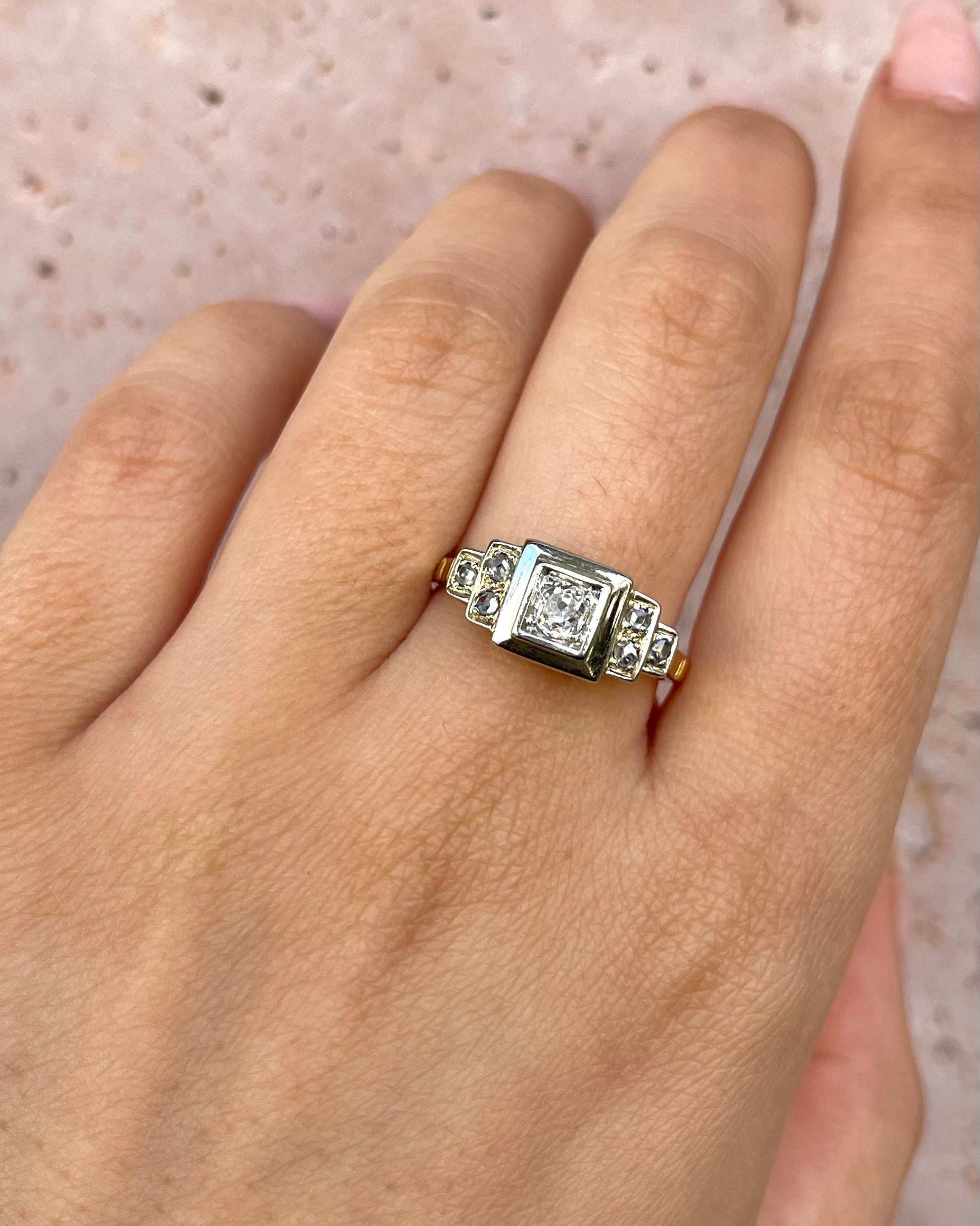 Tank Art Deco Diamond Ring 0.41 Carat "Solange"