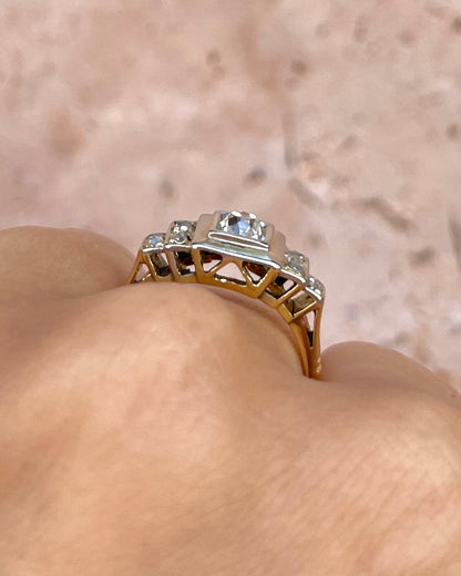 Tank Art Deco Diamond Ring 0.41 Carat "Solange"