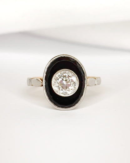 Bague Solitaire Onyx &amp; Diamant 0.65 carat "Annabelle"