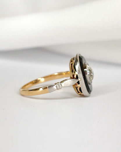 Bague Solitaire Onyx &amp; Diamant 0.65 carat "Annabelle"