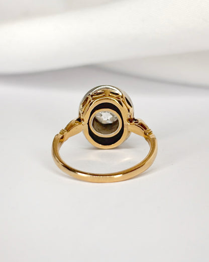 Bague Solitaire Onyx &amp; Diamant 0.65 carat "Annabelle"