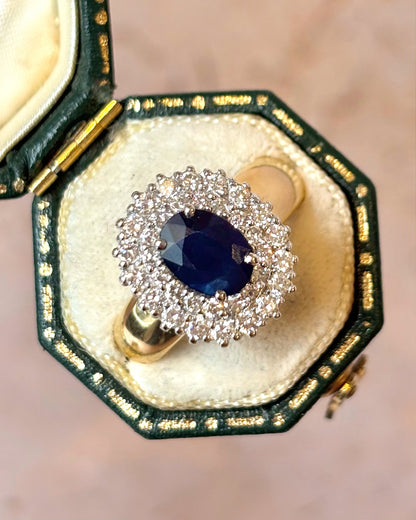 Bague Marguerite Saphir 1.75 carat &amp; Diamants 0.51 carat "Estelle"