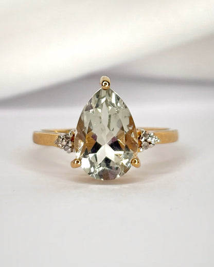 Bague Trilogie Prasiolite 3.10 carats &amp; Diamants "Marta"