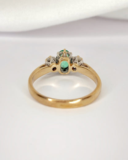 Bague Trilogie Émeraude 0.30 carat &amp; Diamants "Suzanne"