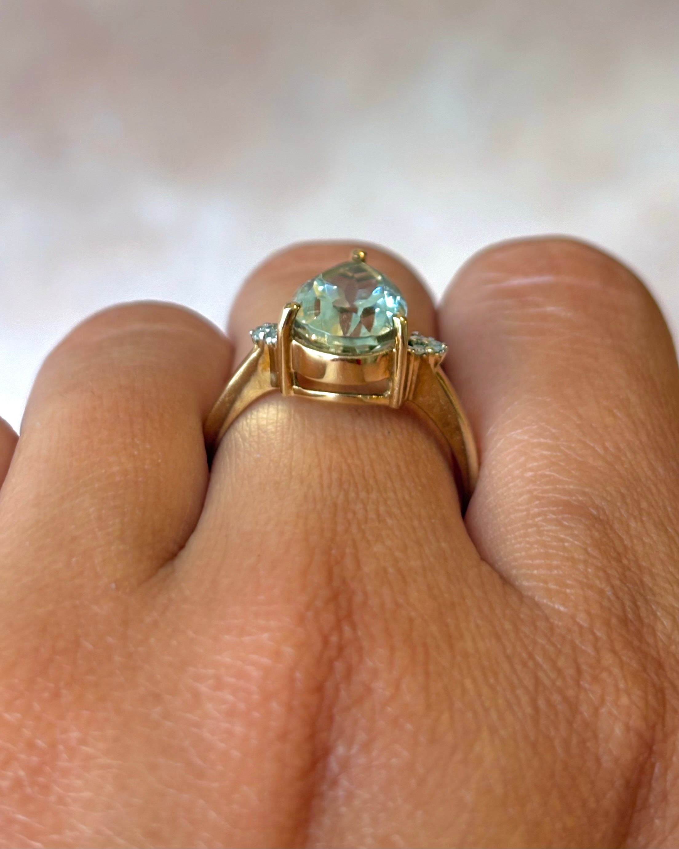 Bague Trilogie Prasiolite 3.10 carats &amp; Diamants "Marta"