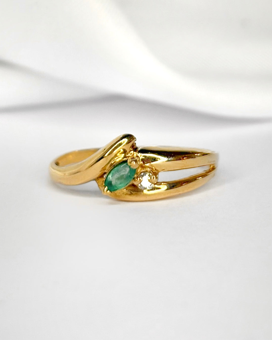 Bague Toi &amp; Moi Émeraude &amp; Diamant "Joline"