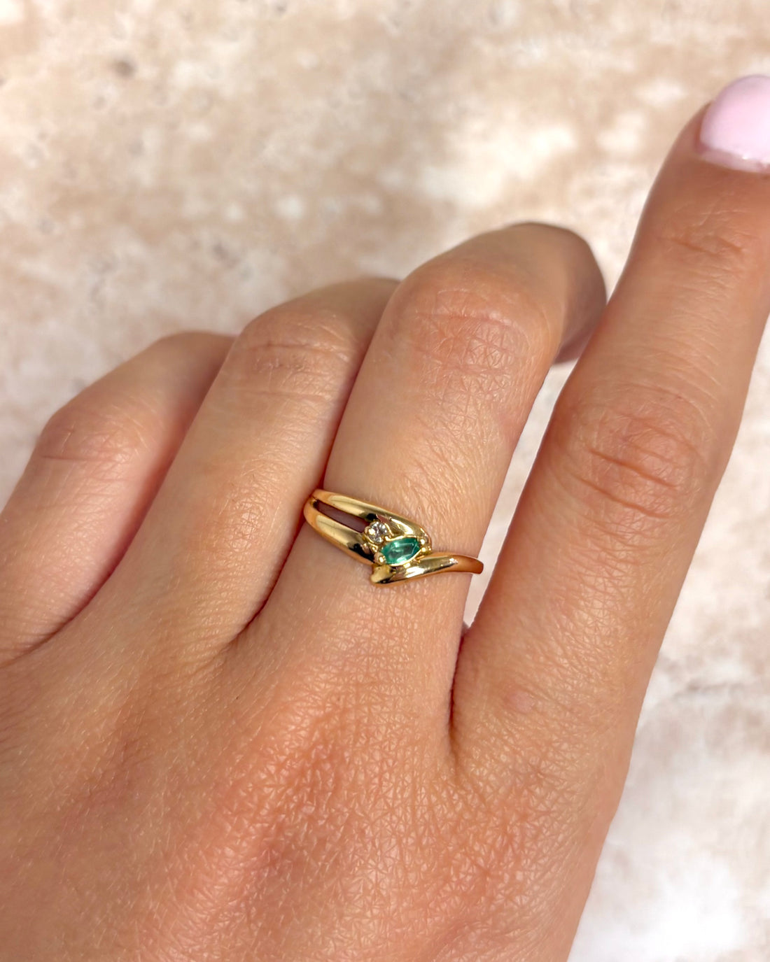 Bague Toi &amp; Moi Émeraude &amp; Diamant "Joline"