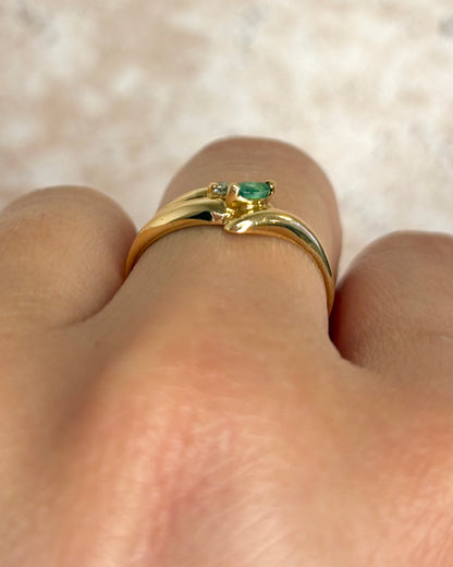 Bague Toi &amp; Moi Émeraude &amp; Diamant "Joline"