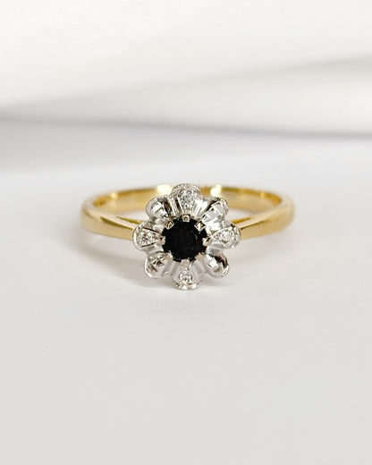 Bague Marguerite Saphir &amp; Diamants "Cyane"