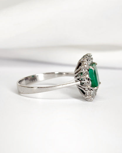 Bague Marguerite Émeraude 1.10 carat &amp; 12 Diamants 0.60 carat "Valentine"