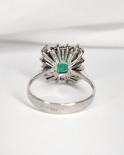 Bague Marguerite Émeraude 1.10 carat &amp; 12 Diamants 0.60 carat "Valentine"