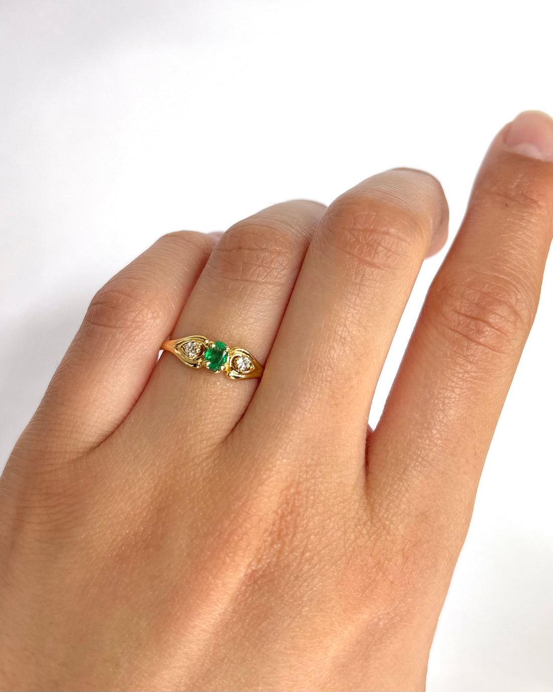 Bague Trilogie Émeraude &amp; Diamants "Claudine"