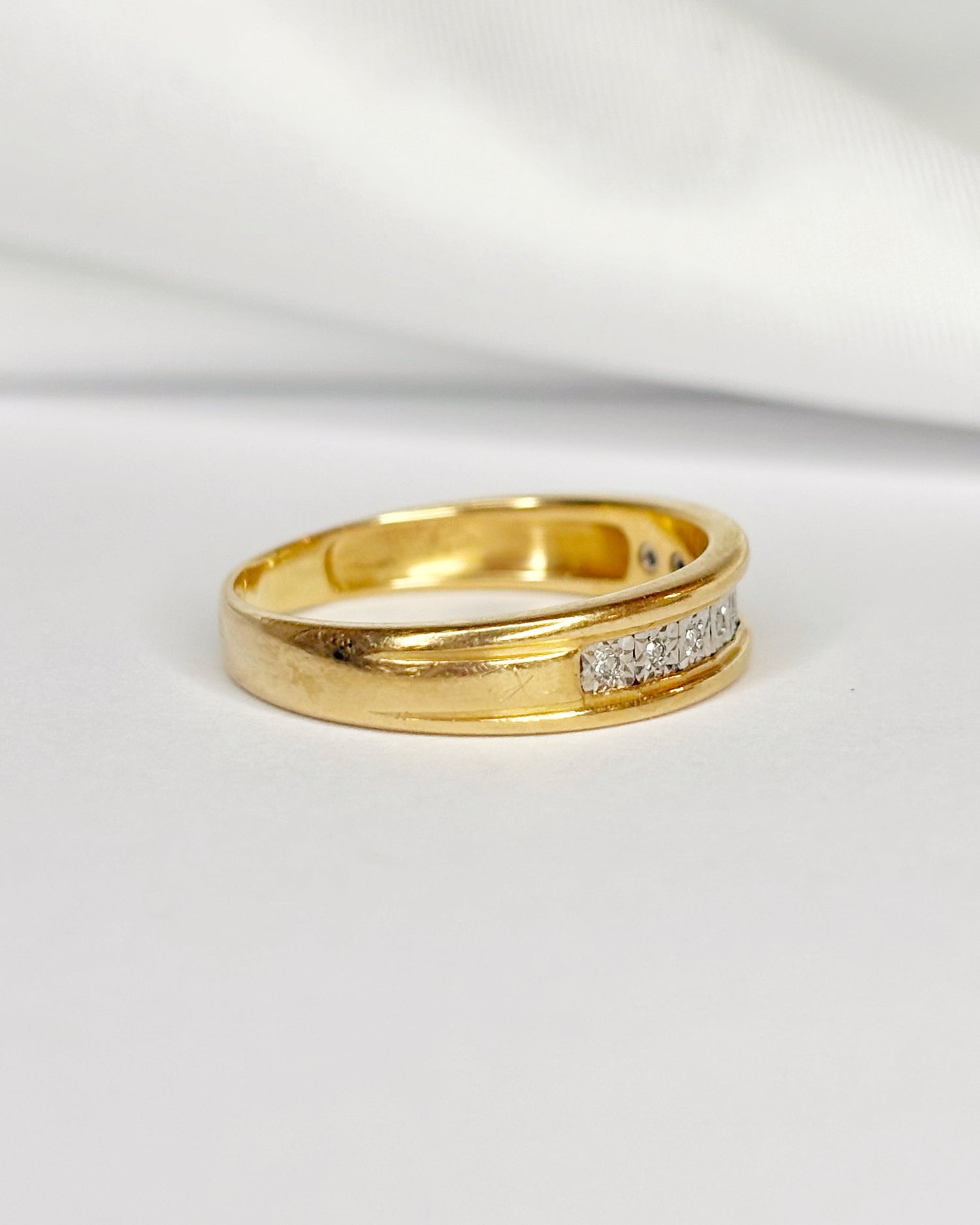 Bague Demi-Alliance Diamants &amp; Or 2,93g "Connie"