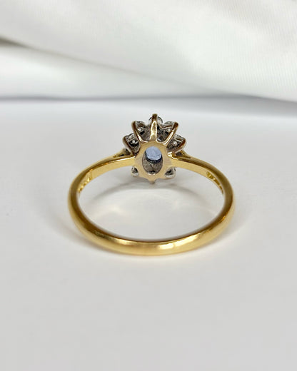 Bague Marguerite Saphir 0.50 carat &amp; 10 Diamants "Sandy"