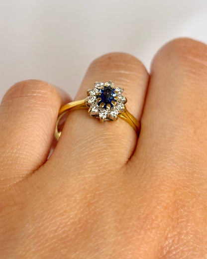 Bague Marguerite Saphir 0.50 carat &amp; 10 Diamants "Sandy"