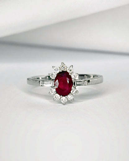 Bague Marguerite Rubis 0.62 carat &amp; 12 Diamants "Nour"