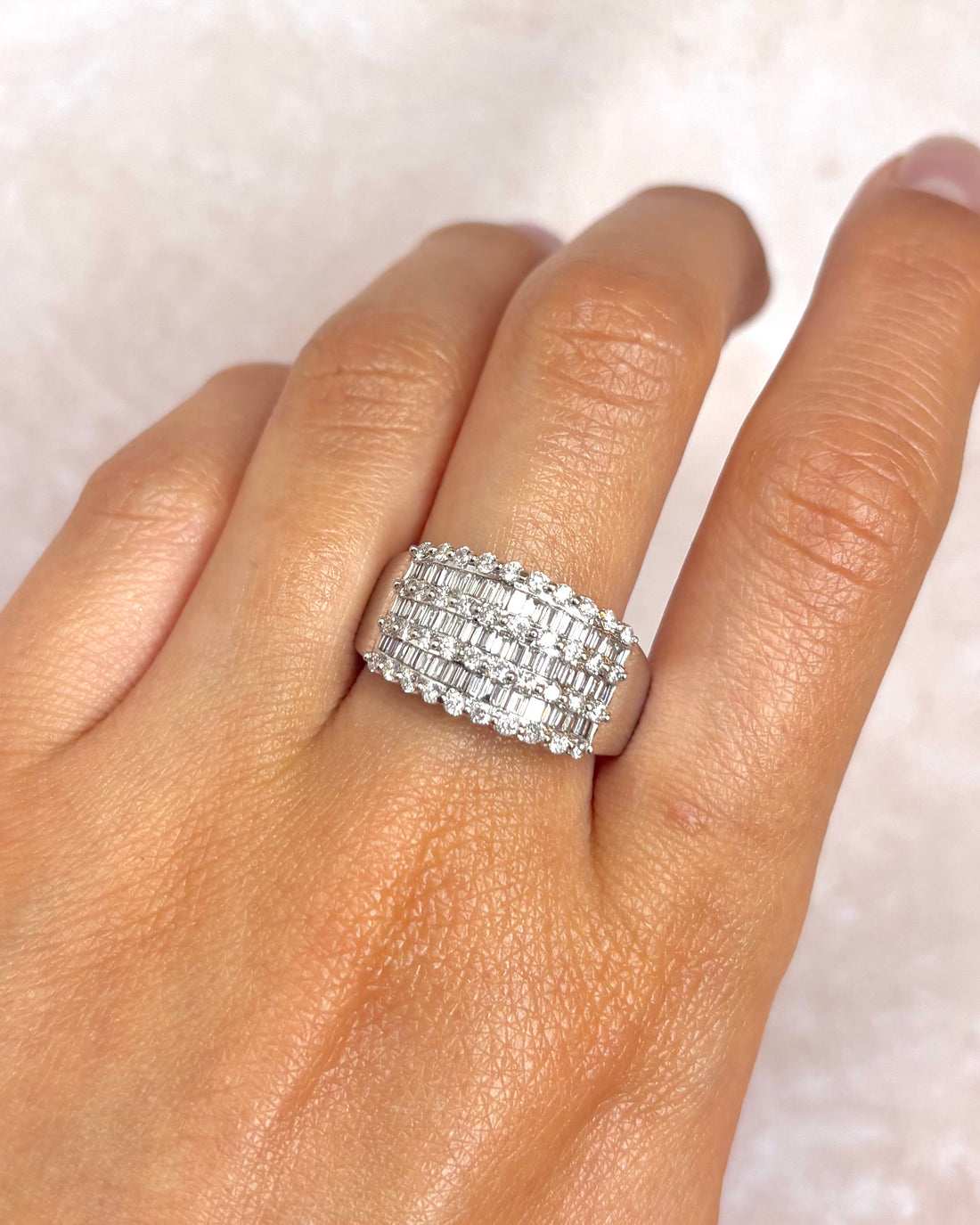 Bague Jonc Diamants Baguette &amp; Ronds 1.62 carat "Yvonne"