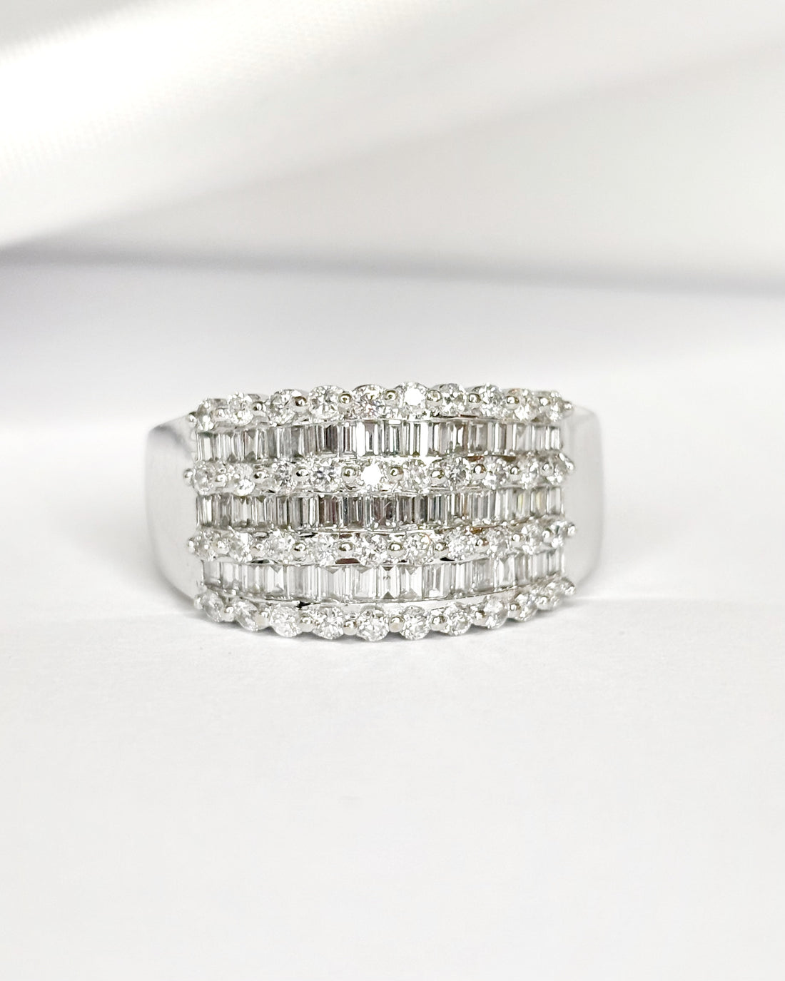 Bague Jonc Diamants Baguette &amp; Ronds 1.62 carat "Yvonne"