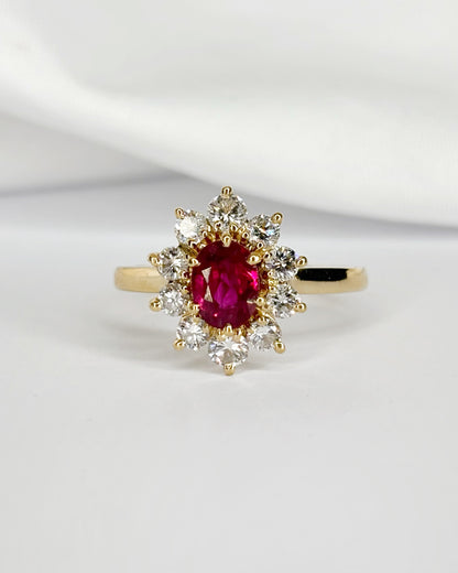 Bague Marguerite Rubis 0.87 carat &amp; Diamants 0.50 carat "Nina"