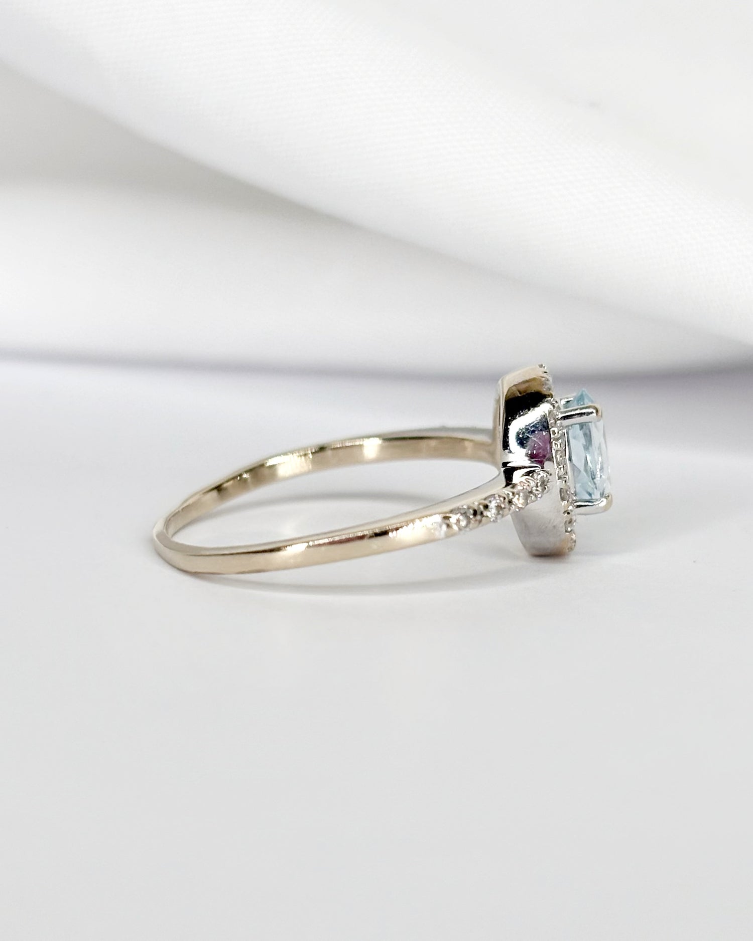 Bague Style Art-Déco Aigue-Marine &amp; Diamants "Coline"