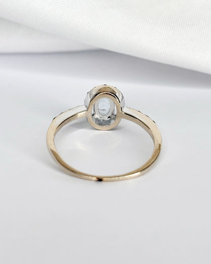 Bague Style Art-Déco Aigue-Marine &amp; Diamants "Coline"