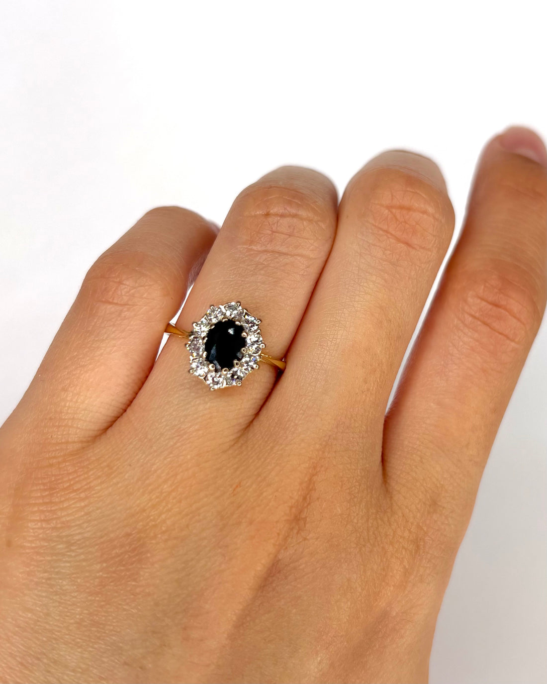 Bague Marguerite Saphir 1.06 carat &amp; Diamants 0.50 carat "Océane"