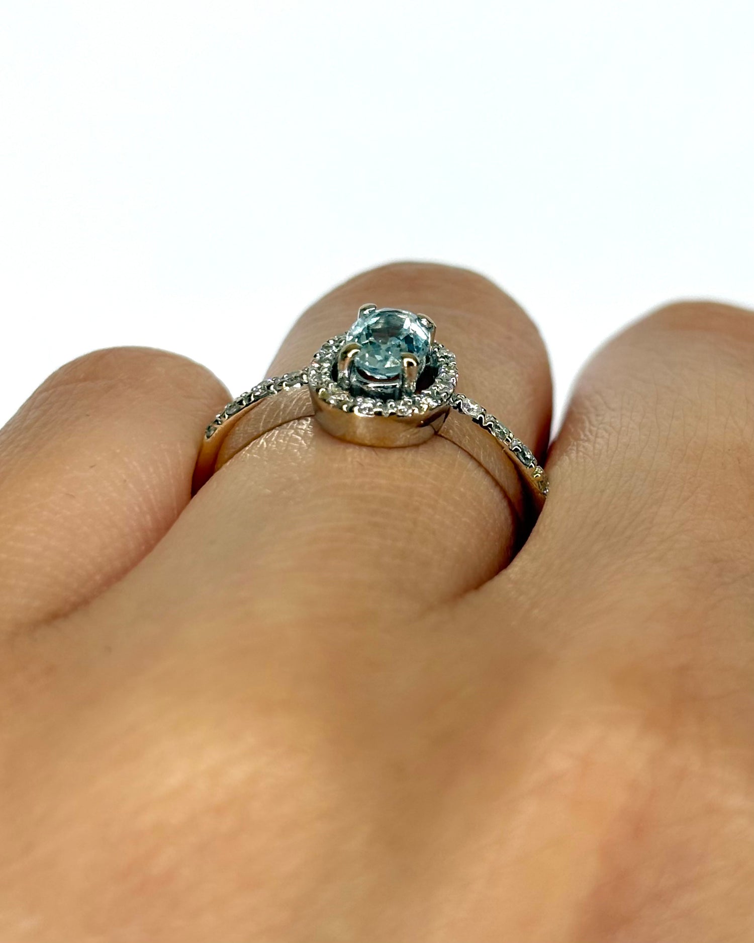 Bague Style Art-Déco Aigue-Marine &amp; Diamants "Coline"