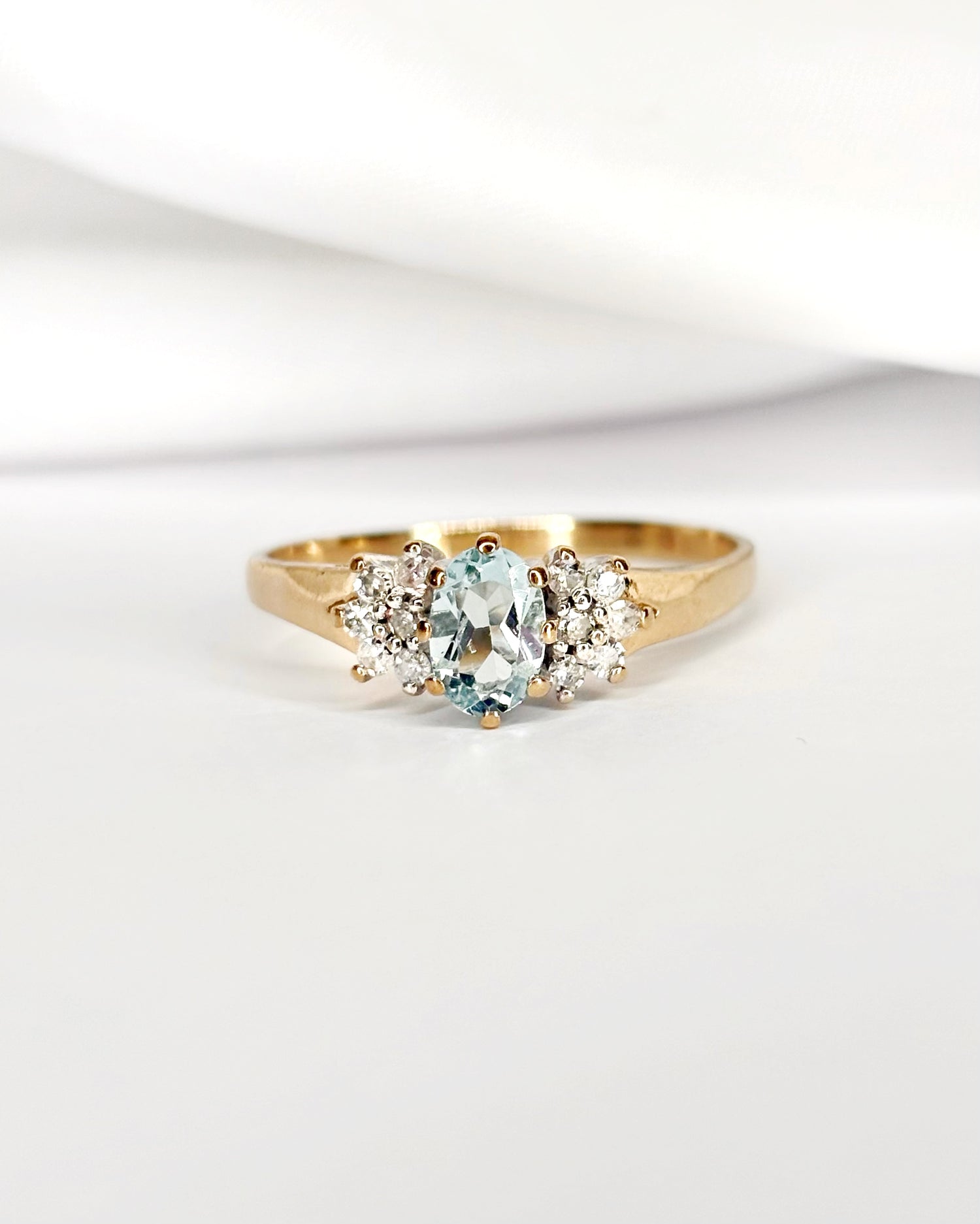 Bague Trilogie Aigue-Marine 0.45 carat &amp; Diamants 0.24 carat "Marine"