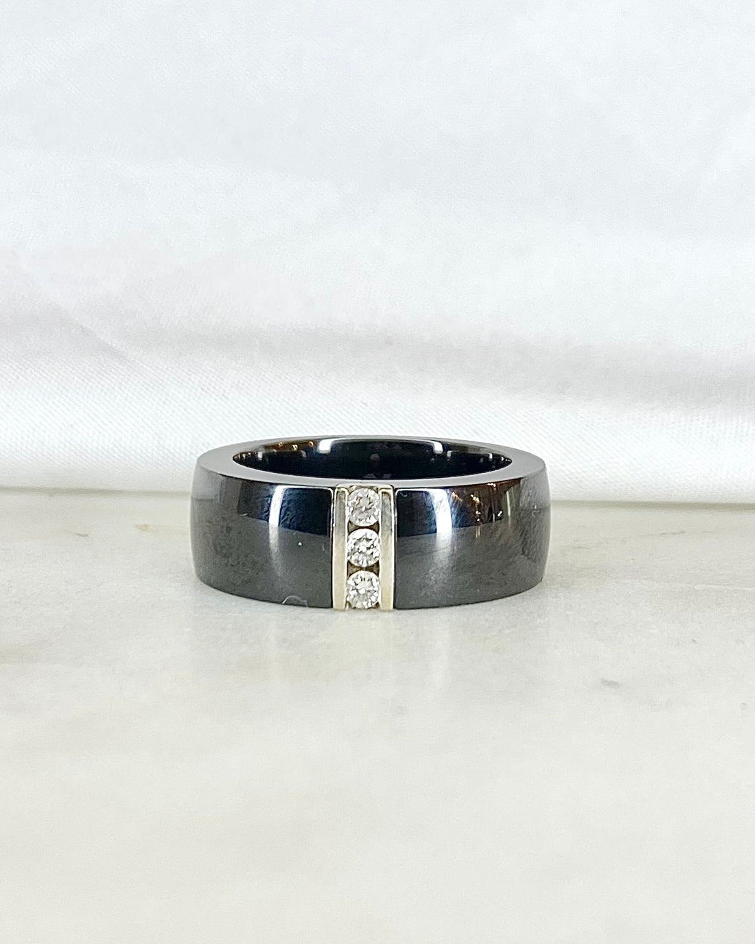 Bague Jonc Céramique &amp; Diamants 6.16 g &quot;Kamila&quot;