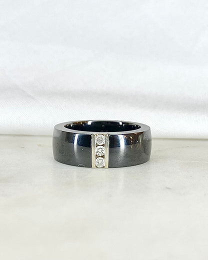 Bague Jonc Céramique &amp; Diamants 6.16 g &quot;Kamila&quot;